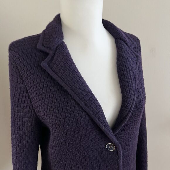 Talbots Purple Merino Wool Knit Blazer Sweater Jacket MP Petite Preppy Academia - Picture 10 of 11